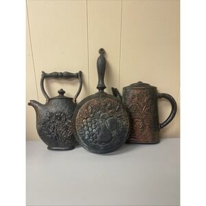 Vintage MCM 1972 Homco 7261 Coffee Pot 7262 Teapot 7263 Skillet Wall Decor